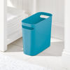 Picture of mDesign Plastic Small Trash Can, 1.5 Gallon/5.7-Liter Wastebasket, Narrow Garbage Bin with Handles for Bathroom, Laundry, Home Office - Holds Waste, Recycling, 10" High - Aura Collection - Ocean Blue