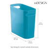 Picture of mDesign Plastic Small Trash Can, 1.5 Gallon/5.7-Liter Wastebasket, Narrow Garbage Bin with Handles for Bathroom, Laundry, Home Office - Holds Waste, Recycling, 10" High - Aura Collection - Ocean Blue
