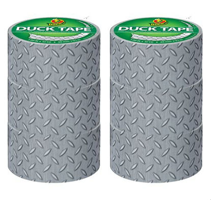 Picture of Duck Brand 283981_C Duck Printed Duct Tape, 6-Roll, Diamond Plate, 6 Rolls