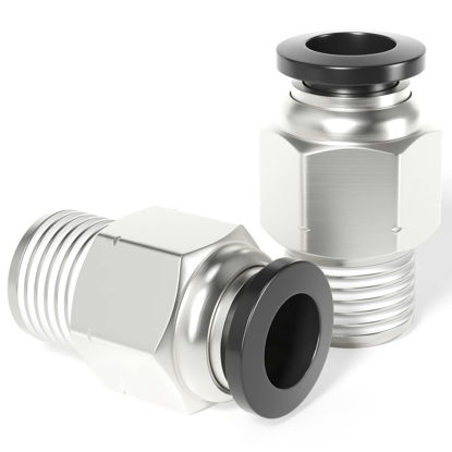 Picture of TAILONZ PNEUMATIC Male Straight 1/2 Inch Tube OD x 1/8 Inch NPT Thread Push to Connect Fittings PC-1/2-N1 (Pack of 5)