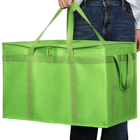 Picture of 2 Pack XXXL Insulated Food Delivery Bag Cooler Bags Keep Food Warm Catering Therma for doordash Catering Cooler Bags Keep Food Warm Catering Therma Catering Shopper hot Green musbus