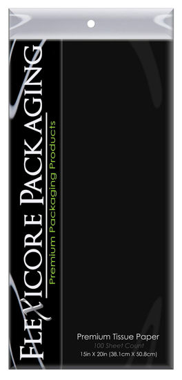 Picture of Flexicore Packaging Black Gift Wrap Tissue Paper Size: 15 Inch X 20 Inch | Count: 100 Sheets | Color: Black