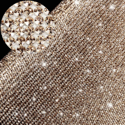 Picture of 12000 Pieces Bling Bling Rhinestone Sheet Rhinestones Sticker DIY Car Decoration Sticker Self Adhesive Glitter Rhinestones Crystal Gem Stickers for Car Decoration, 9.4 x 7.9 Inch (Crystal Yellow)