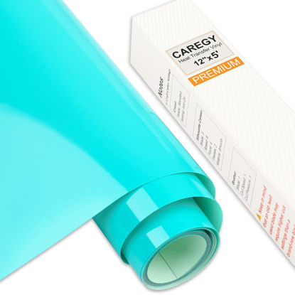 Picture of CAREGY Iron on Heat Transfer Vinyl Roll HTV (12''x5',Robin Egg Blue)