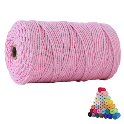 Picture of FLIPPED 100% Natural Macrame Cord,3mm x220 Yards Cotton Macrame Cords Colored Cotton Macrame Rope Craft Cord for DIY Crafts Knitting Plant Hangers Christmas Wedding Decor (Light Pink, 3mm220yards)