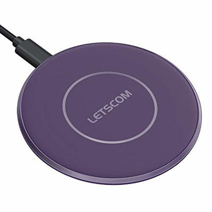 Picture of LETSCOM Ultra Slim Wireless Charger,Qi-Certified 15W Max Fast Wireless Charging Pad,Compatible with iPhone 12/11/11 Pro Max/XS Max/XR/XS/X/8/8+,Galaxy Note 10/Note 10+/S10 (No AC Adapter) (Purple)