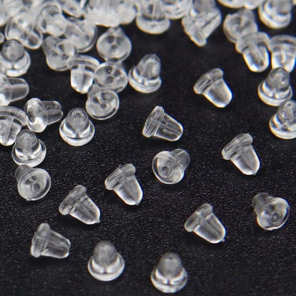 Picture of 500pcs Clear Earring Backings, Earring Backs Bullet Clutch Stopper Replacements Hypoallergenic Secure Earring Backs for Studs Fish Hook Earrings