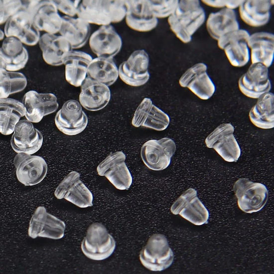 Picture of 500pcs Clear Earring Backings, Earring Backs Bullet Clutch Stopper Replacements Hypoallergenic Secure Earring Backs for Studs Fish Hook Earrings