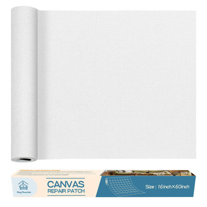 Picture of Canvas Repair Patch 16×60 Inch Self-Adhesive Waterproof Fabric Patch for Sofas, Tents, Furniture,Tote Bags, Car Seats.（White）
