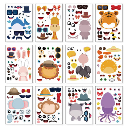 Picture of 24 Sheets 8.27''×5.9'' Make Your Own Animals Stickers for Kids Toddlers, Make a Face Stickers for Kids Party Favors Activities