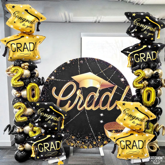 GetUSCart- KatchOn, Black and Gold Graduation Cap Balloon - Large, 32 ...