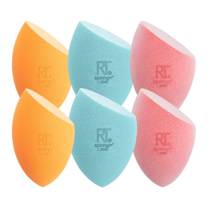 Picture of Real Techniques Assorted Makeup Blending Sponges, Miracle Complexion, Miracle Powder, & Miracle Airblend Sponges, For Blending & Baking, Use With Foundation & Powder, Dewy or Matte Finish, 6 Pack