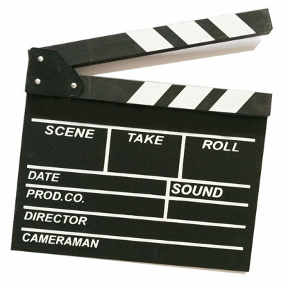 Picture of KISEER 12"x11" Movie Film Clap Board Wooden Movie Clapboard Film Clapper Board, Black & White
