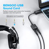 Picture of BENGOO USB Sound Card Adapter,USB Audio Adapter 3.5mm Jack,External Sound Card with Dual TRS Headphone and Microphone Jack for Windows Mac Linux PC Laptops Desktops PS4 Headsets, Black