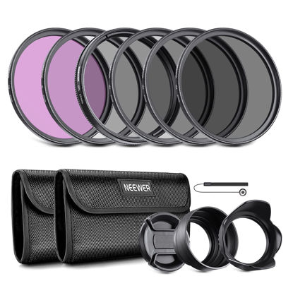 Picture of NEEWER 67mm ND Lens Filter Kit: UV, CPL, FLD, ND2, ND4, ND8, Lens Hood and Lens Cap Compatible with Canon Nikon Sony Panasonic DSLR Cameras with 67mm Lens