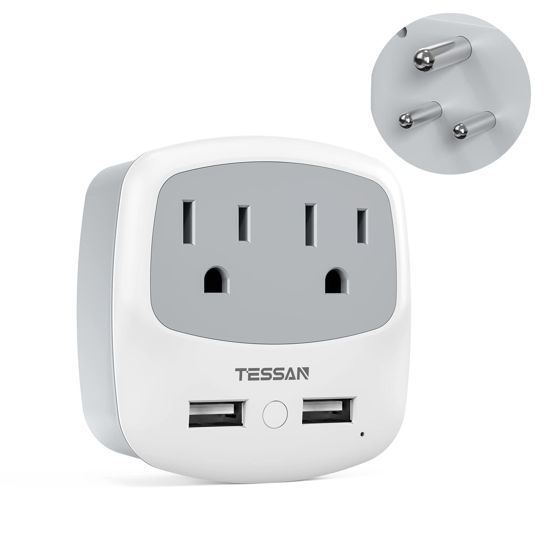 GetUSCart TESSAN US to India Plug Adapter, Type D Travel Adaptor with