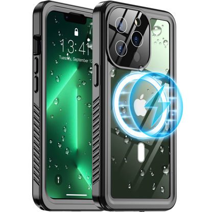 Picture of Temdan [Real 360 Magnetic for iPhone 13 Pro Max Case Waterproof,[Compatible with MagSafe] Built-in Glass Camera Lens & Screen Protection [Military Dropproof][IP68 Underwater] Shockproof Case