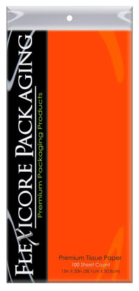 Picture of Flexicore Packaging Orange Gift Wrap Tissue Paper Size: 15 Inch X 20 Inch | Count: 100 Sheets | Color: Orange