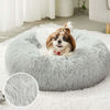 Picture of 【2021 Upgraded】 Western Home Round Dog Bed for Small Dogs, Calming Donut Cuddler Pet Bed,Fluffy Plush Faux Fur Cat Bed(24", Grey)