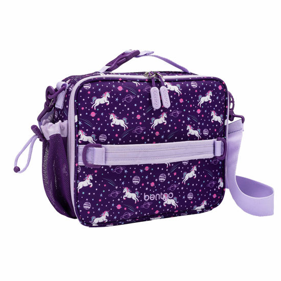 Picture of Bentgo® Kids Lunch Bag - Durable, Double Insulated, Water-Resistant Fabric, Interior & Exterior Zippered Pockets, Water Bottle Holder - Ideal for Children 3+ (Unicorn)