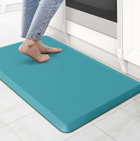 Picture of KitchenClouds Cushioned Anti Fatigue Rug 17.3"x28" Waterproof Non Slip Standing Desk Mats Comfort Floor Mats for Kitchen, House Sink Office (Green)