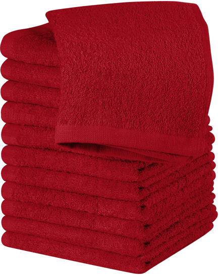 Picture of Utopia Towels Cotton Washcloths Set - 100% Ring Spun Cotton, Premium Quality Flannel Face Cloths, Highly Absorbent and Soft Feel Fingertip Towels (12 Pack, Red)