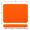 Picture of MicoYang Silicone Dish Drying Mat for Multiple Usage,Easy clean,Eco-friendly,Heat-resistant Silicone Mat for Kitchen Counter or Sink,Refrigerator or drawer liner Orange L 16 inches x 12 inches