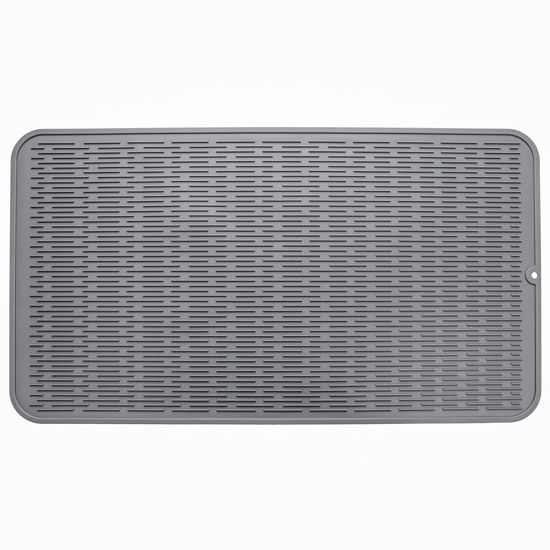 Picture of MicoYang Silicone Dish Drying Mat for Multiple Usage,Easy clean,Eco-friendly,Heat-resistant Silicone Mat for Kitchen Counter or Sink,Refrigerator or Drawer Liner Grey XXXXL 32 inches x 18 inches