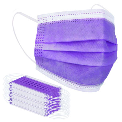 Picture of Borje Purple Disposable Face Mask 100 Pcs Purple Face Masks 3 Ply Protection Masks