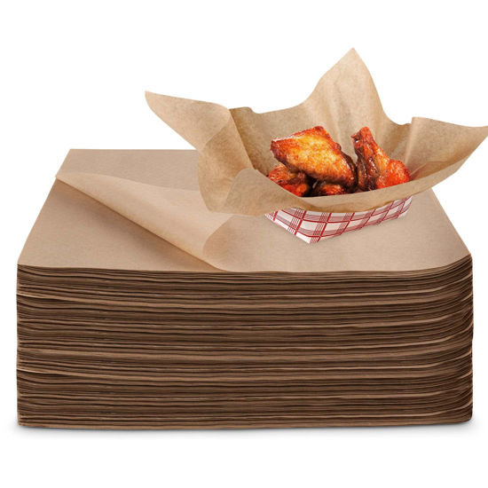 Picture of 12” Deli Squares (250 Pack) - Natural Kraft Deli Papers - Greaseproof Liners for Food Boats - Pre Cut Deli Sandwich Wrappers - Food Basket Sheets for BBQ, Picnic, Festival, Fair - Stock Your Home