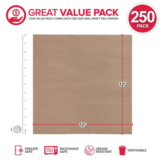 GetUSCart- 12” Deli Squares (250 Pack) - Natural Kraft Deli Papers ...