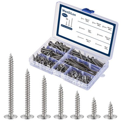 Picture of WensiLon #8 Phillips Truss Head Wood Screws Stainless Steel 410 Quick Metal Self Tapping Assortment Kit