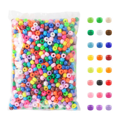Picture of Simetufy 1200 Pcs Pony Beads Plastic Beads for Bracelet Making, Multi-Colored Beads for Hair Braiding, DIY Crafts, Kandi Jewelry, Key Chains and Ornaments Decorations 24 Assorted Colors