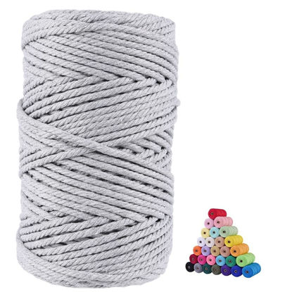 Picture of FLIPPED 100% Natural Cotton Macrame Cord,5mm x110 Yards Macrame Cords Colored Cotton Macrame Rope Craft Cord for DIY Crafts Knitting Plant Hangers Christmas Wedding Décor（Light Gray）
