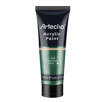 Picture of Artecho Professional Acrylic Paint, Sap Green (120ml / 4.05oz) Tubes, Art Craft Paints for Canvas Painting, Rock, Stone, Wood, Fabric, Art Supplies for Professional Artists, Adults, Students, Kids