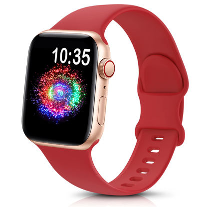 Picture of TreasureMax Sport Band Compatible with Apple Watch Bands 38mm 40mm 41mm 42mm 44mm 45mm 49mm,Soft Silicone Strap Compatible for Apple Watch Series Ultra 8 7 6 5 4 3 2 1 SE Men Women Red 38/40/41MM