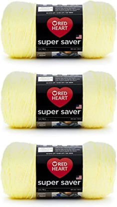 Picture of Red Heart Super Saver Pale Yellow Yarn - 3 Pack of 198g/7oz - Acrylic - 4 Medium (Worsted) - 364 Yards - Knitting/Crochet