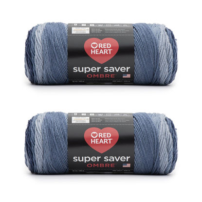 Picture of Red Heart Super Saver Ombre Navy Yarn - 2 Pack of 10oz/283g - Acrylic - 4 Medium (Worsted) - 482 Yards - Knitting/Crochet