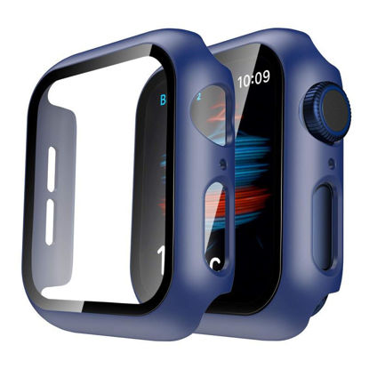 Picture of TAURI 2 Pack Hard Case Designed for Apple Watch SE/Series 6/5/4 40mm with 9H Tempered Glass Screen Protector, [Touch Sensitive] [Full Coverage] Slim Bumper Protective Cover, Blue