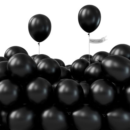 Picture of PartyWoo Black Balloons, 50 pcs 5 Inch Matte Black Balloons, Latex Balloons for Balloon Garland Arch as Party Decorations, Birthday Decorations, Wedding Decorations, Retirement Party Decorations