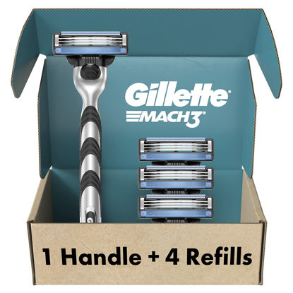 Picture of Gillette Mach3 Razors for Men, 1 Gillette Razor, 4 Razor Blade Refills