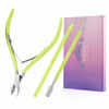 Picture of Cuticle Trimmer with Cuticle Pusher and Cutter-YINYIN Cuticle Cutter Cuticle Nipper Professional Stainless Steel Cuticle Clippers Durable Pedicure Manicure Tools for Fingernails and Toenails (Green)