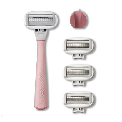 Picture of Flamingo 5-Blade Razors for Women - 1 Razor Handle + 4 5-Blade Refills + 1 Shower Holder - Rose
