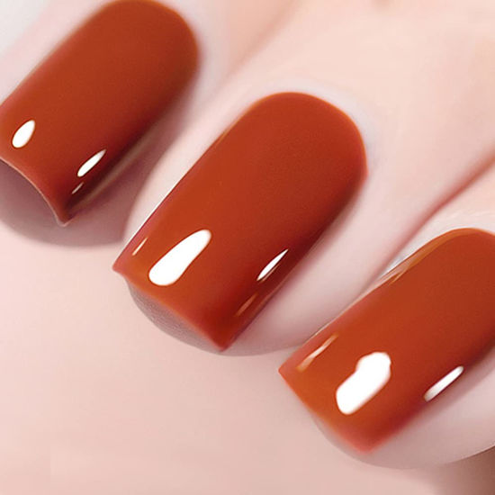 Matte burnt orange acrylic nails - rounded square | Orange acrylic nails,  Fall nail colors, Nail colors