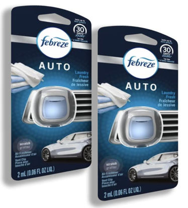 Picture of Febreze Car Vent Clip Air Freshener, Odor Eliminator for Strong Odors, Up to 30 Days Freshness, Laundry Fresh, 2 Packs