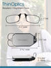 Picture of ThinOptics Keychain Readers Rectangular Reading Glasses, Black Case/Purple Frames, 44 mm + 2
