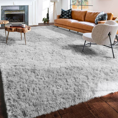 Picture of Amdrebio Light Grey Fluffy Living Room rugs, Furry Area Rug 6x9 for Bedroom, Shag Rug for Kids Room, Living Room Decor, Fuzzy Carpet for Nursery, Plush Rug for Game Room, Soft Shaggy Rug for Play Room