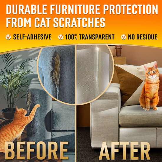 GetUSCart Heavy Duty Cat Scratch Deterrent Furniture Protectors for Sofa, Doors, Clear Couch