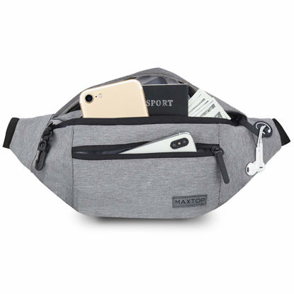 Picture of Large Fanny Pack Belt Bag for Women Men Cross Body with 4-Zipper Pockets Gifts for Enjoy Festival Sports Yoga Workout Running Casual Hands-Free Waist Pack Travel Essentials Carrying All Size of Phones