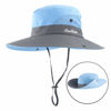 Picture of Muryobao Women's Sun Hat Outdoor UV Protection Foldable Mesh Bucket Hat Wide Brim Summer Beach Fishing Cap Sky Blue